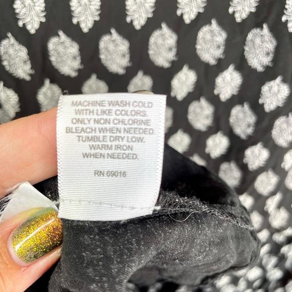 Relativity Long Sleeve Paisley Print Dress‎ Black Size XL Bohemian Festival Boho - Picture 4 of 14